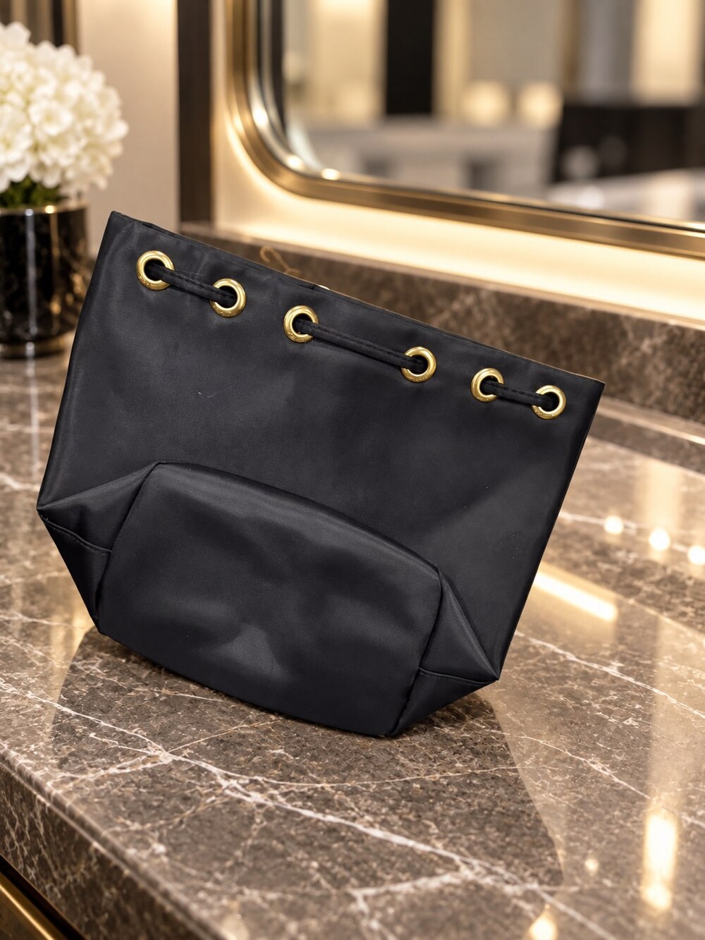 Prada Black Drawstring Makeup Bag | Versatile Black Pouch - Picture 3 of 6